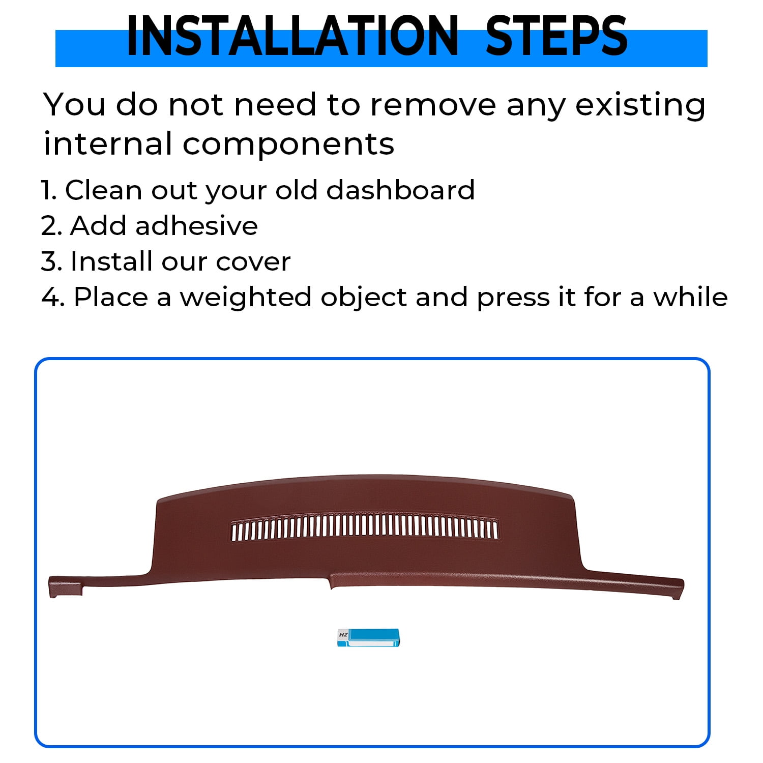 Kojem Dash Cap Cover Overlay for 1992-1994 Blazer 1988-1994 GMC C1500 C2500 C3500 K1500 2500 3500 Chevy Suburban Yukon Dashboard Garnet