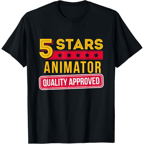 t-shirt 5 Stars Animator- Funny Animation & Drawing Gift T-Shirt mens,black,women,funny,journey,Crew Neck, Short Sleeve,custom clothing patterns.
