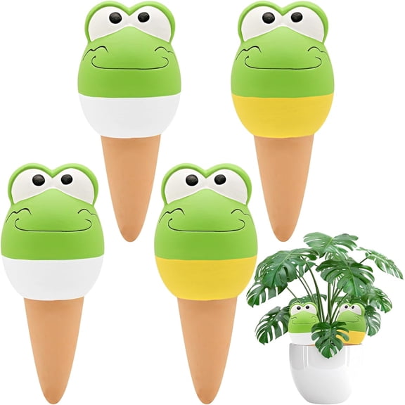 4 Pack Terracotta Self Watering Spikes, Automatic Plant Waterer Devices Continuous Moisture with Slow Release Plant Watering Globes Watering System