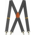 thumbnail image 1 of Men's Pants with 4 Chin Clips for Trousers, Vintage Suspenders Braces for Men Heavy Duty Adjustable Elastic X-Shape (Dark Gray), 1 of 4