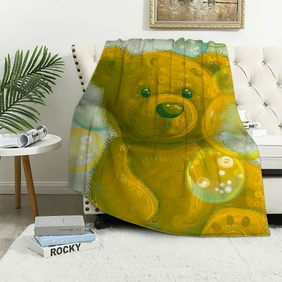 Orinice Teddy Bear Bubbles Whimsical Warm Lightweight Blanket Soft Fleece Blankets for All Seasons - Multiple Sizes Available 40x50in