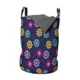 thumbnail image 1 of Floral Laundry Bag, Simplistic Modern Botanical Pattern with Colorful Flowers, Hamper Basket with Handles Drawstring Closure for Laundromats, 13" x 19", Indigo and Multicolor, by Ambesonne, 1 of 4