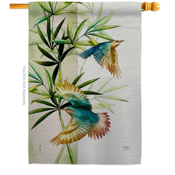 Breeze Decor H120265-BO Asian Blossom Birds Animals Bird 28 x 40 in. Double-Sided Decorative Vertical House Flag for Decoration Banner Garden Yard Gift