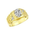 thumbnail image 4 of RYLOS Men's Rings Yellow Gold Plated Silver Designer Nugget Ring Oval 9X7MM Gemstone &  Diamonds  White Topaz Birthstone Rings For Man Size 13, 4 of 7