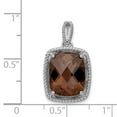 thumbnail image 2 of White Sterling Silver Charm Pendant Smoky Quartz Cushion 22 mm 13, 2 of 2