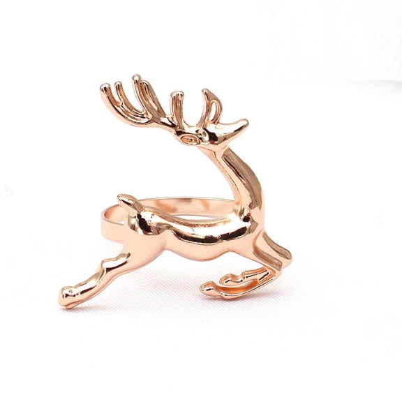 AURARMLET Rose Gold Reindeer Napkin Rings Iron for Party Use Festive Decor