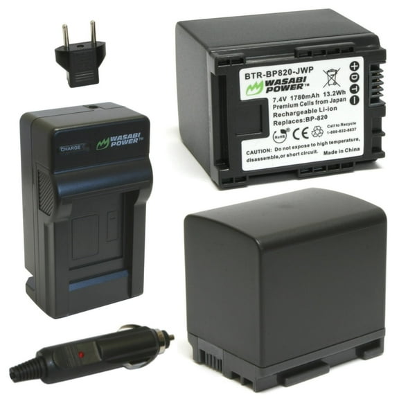 Wasabi Power Battery (2-Pack) and Charger for Canon BP-820 and Canon VIXIA HF G30, XA20, XA25