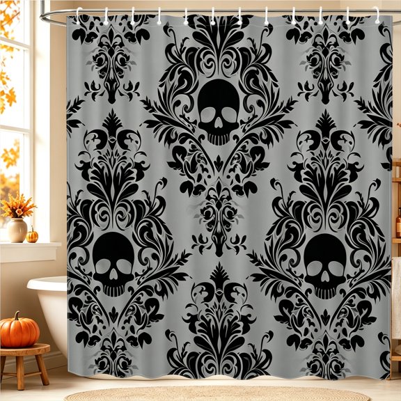 Spooky Fortress Witch Jack-o-Lantern Shower Curtain, 70.8x70.8 Inch, Double Sided 2D Print Halloween Bathroom Decor