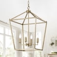 thumbnail image 4 of Warehouse of Tiffany Buelex 4 Light 16 inch Satin Gold Lamp Post Lantern Style Iron Chandelier, 4 of 5