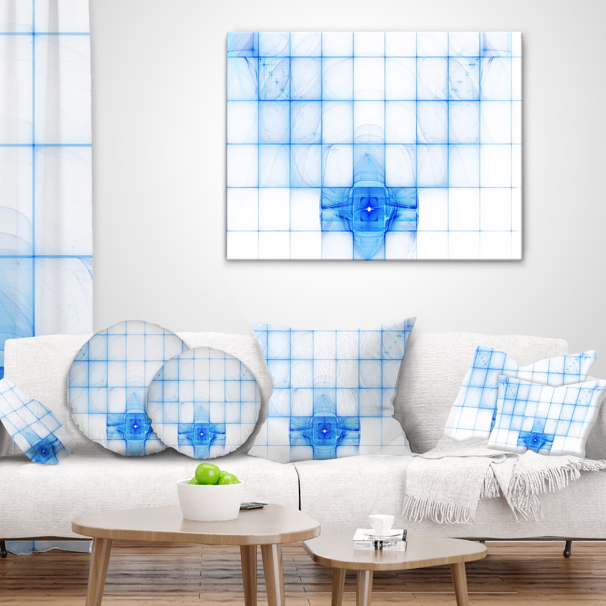 Designart Bat Outline on Radar Screen - Abstract Throw Pillow - 12x20