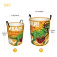 thumbnail image 3 of Sikiie Cool Dinosaur Playing Guitar Print Round Dirty Clothes Basket, Waterproof Standing Foldable Storage Basket, for Laundry Room, Bedroom, Bathroom Storage-, 3 of 6