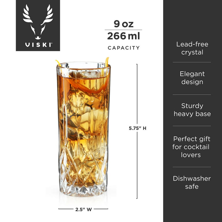 Premium Highball Glass Set - Elegant Tom Collins Glasses Set of 6-12oz Tall  Drinking Water Glasses - Bar Glassware for Mojito, Whiskey, Cocktail -  Crystal High Ball Glass Drink Tumblers 