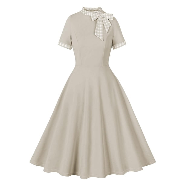 Vestido Corto de Verano, Malla de Manga Corta Bordado Pastel Retro para el Desgaste Casual, Fiesta Y Primavera