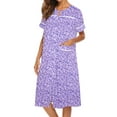 thumbnail image 3 of Ekouaer House Dress for Women with Pockets Button Down Duster Housecoat Short Sleeve Patio Dress Nightgown, 3 of 6