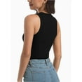 thumbnail image 5 of 3-pack Black Women Tank Tops Summer Sleeveless Basic Cami Top Shirt Slim Racerback Blouses, 5 of 7