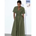 thumbnail image 3 of Green Dress With Tie Waist And Short Sleeves, 3 of 9