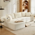 thumbnail image 3 of FRMALL 105" Modular L-Shaped Sectional Sofa with Cup Holders, Deep Seat Corduroy Cloud Couch for Living Room, Beige, 3 of 10