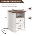 thumbnail image 4 of OKD Farmhouse Nightstand with Charging Station, End Table with 2 Drawers for Living Room, Side Table, Vintage White, 4 of 7