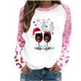 thumbnail image 2 of TIMIFIS Hauts de Noël pour Femmes Décontractés Mignons Verre de Vin Chapeau de Père Noël Imprimé Col Rond Chandail Chandails en Molleton Manches Longues Hiver Cadeaux de Noël, 2 of 3