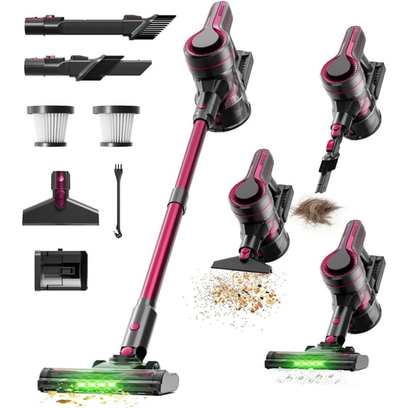 Kovryx Cordless Vacuum Cleaner, 600W 40KPa Suction, 70-Min Runtime, Self-Standing, Anti-Tangle for Hardwood, Tile, Carpet