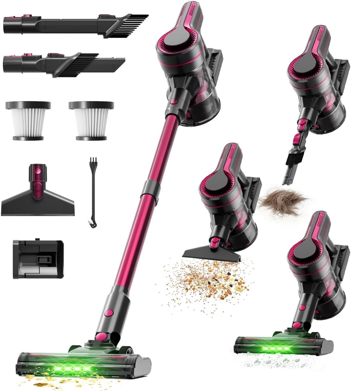 Kovryx Cordless Vacuum Cleaner, 600W 40KPa Suction, 70-Min Runtime, Self-Standing, Anti-Tangle for Hardwood, Tile, Carpet