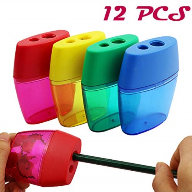 finico 12 pcs double hole pencil sharpener,double holes triangular