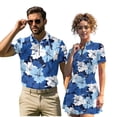 thumbnail image 2 of Aplkyhs Blue Hibiscus Flower Matching Golf Shirts for Couple 4-Way Stretch Matching Couple Tennis Shirts Workout Athletic Dresses Breathable Fabric for Golf,Tennis,Hiking,Running,Gym, 2 of 6