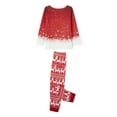 thumbnail image 6 of Elippeo Christmas Family Pajamas Matching Christmas Pajamas for Family, Long Sleeve Star Tree Print Tops + Pants Set Sleepwear, 6 of 10