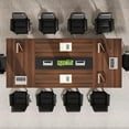 thumbnail image 5 of Tribesigns 8ft Conference Room Table, Modern Meeting Desk with Cable Management, Large Conference Table Business Seminar Furniture for Boardroom, Walnut and Black, 2PCS, 5 of 6