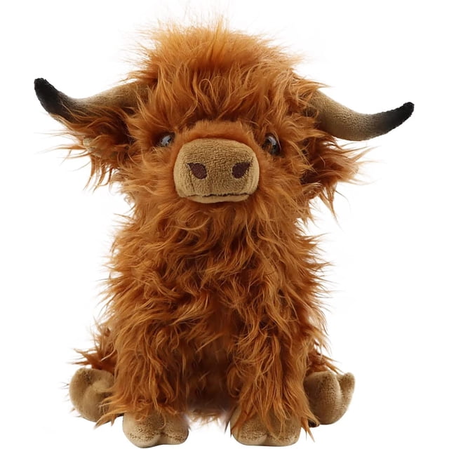 Muñeco de peluche de vaca de las Tierras Altas escocesas de simulación de 9,8 pulgadas, muñeco de peluche suave, peluches realistas de vaca de las Tierras Altas escocesas