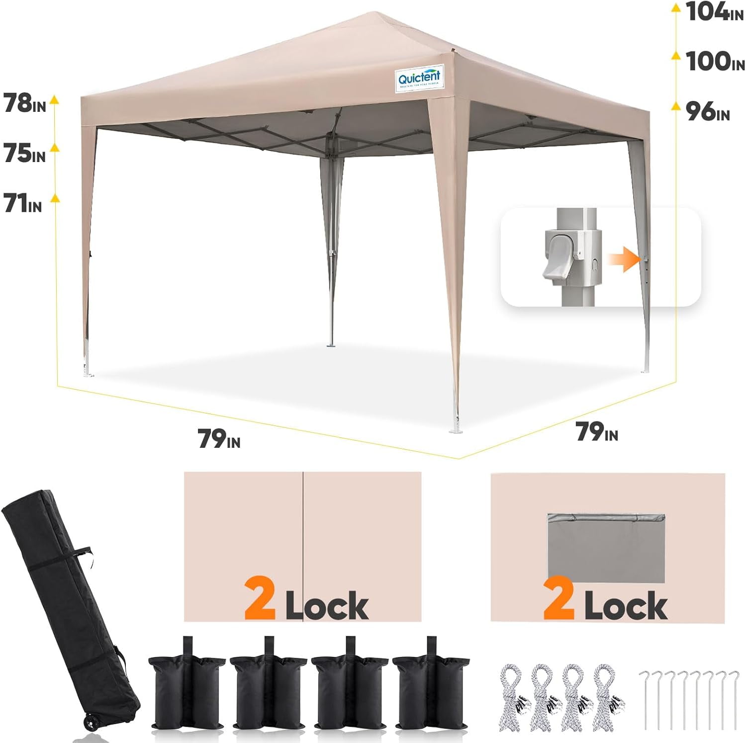 Quictent Privacy 6.6x6.6 Pop up Canopy Tent with Sidewalls and Roll-up Ventilated Windows, Outdoor Commercial Gazebo Shelter Enclosed Waterproof, Bonus 4 Sandbags