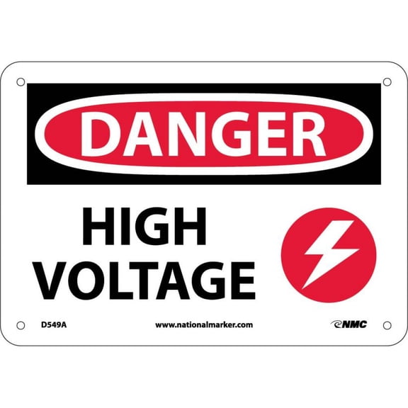 NMC Signs D549A, Danger High Voltage Sign, 7 X 10, Aluminum .040