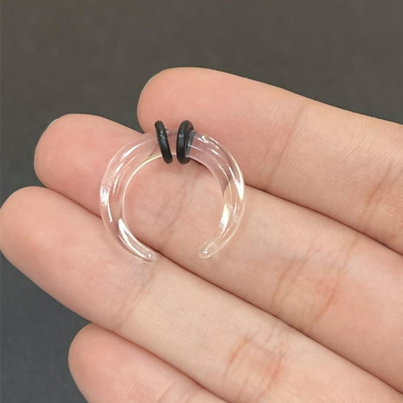 Luxe Modz Clear Acrylic Pincher Tapers C Shape Buffalo Horn Horseshoes Stretchers Expander Septum Piercing Body Jewelry with O Rings - Sold Individually