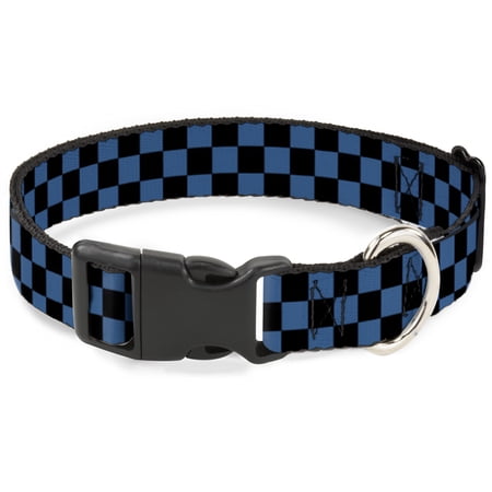 Buckle-Down Pet Collar Dog Collar Plastic Buckle Checker Black Turquoise 8.5 to 12 Inches 0.5 Inch Wide