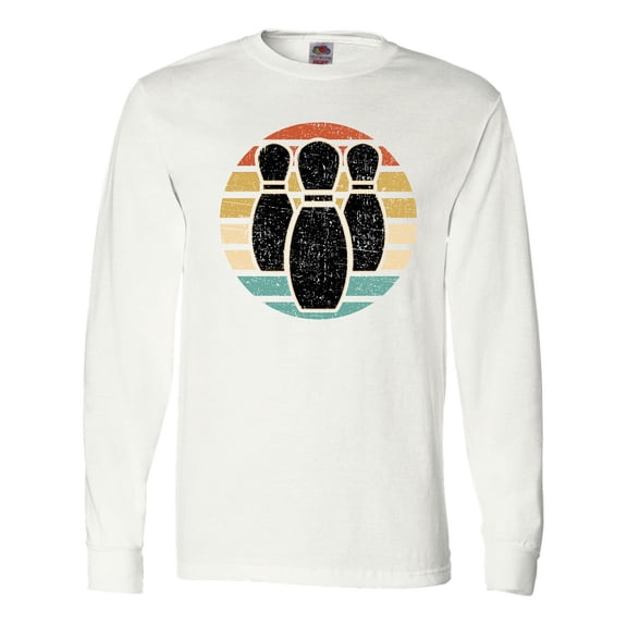 Inktastic Bowling Gift for Bowler Silhouette Bowling Pins Long Sleeve T-Shirt