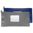 thumbnail image 1 of 11x6 Inch Money Bags with Zipper, 2Pcs PU Leather Cash Deposit Bank Pouch Envelopes Check Wallet for Coin Cosmetics Invioce Bill, Blue/Gray, 1 of 6