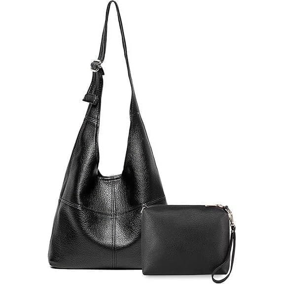 Montana West Hobo Bags Purse for Women Ultra Soft Foldable Shoulder Slouchy Handbags with Cosmetic bag, Black