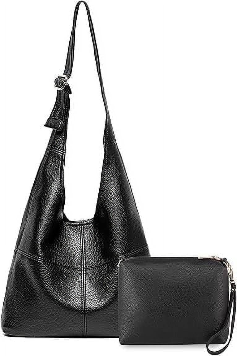 Montana West Hobo Bags Purse for Women Ultra Soft Foldable Shoulder Slouchy Handbags with Cosmetic bag, Black