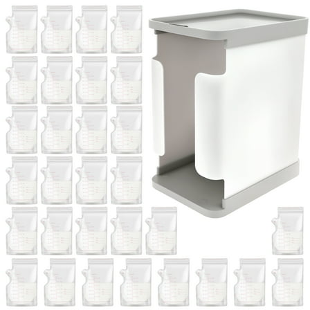 FKSZLL Plastic Breast Milk Freeze Organizer Double Insert Slots Breastmilk Freezer Container Up to 60oz Milk Easy Assembly Breast Milk Storage Bin With 30 Breastmilk Bags for Fridge Refrigerator