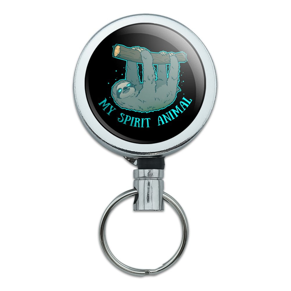 My Spirit Animal is a Sloth Heavy Duty Metal Retractable Reel ID Badge