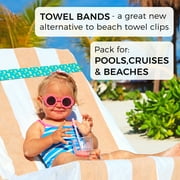 Siaomo Towel Bands(6-Pack), Silicone Rubber Bands,Beach Pool & Cruise Chairs,Extra Durable, No Snapping, Cruise Ship&Beach Essentials,Great Alternative to Beach Towel Clips (Novel Style,11.81 Length)