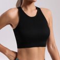 thumbnail image 5 of felwors Women's Yoga Tank Top Seamless Stretch with High Neck Ribbed Sports Crop Vest for Gym Workout Pilates Everyday Activewear (Black, L), 5 of 5