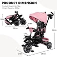 thumbnail image 6 of AILEEKISS 8-in-1 Kids Tricycle with Parental Bar, Folding Ride Trike for Child 1-6 Years, Pink, 6 of 11