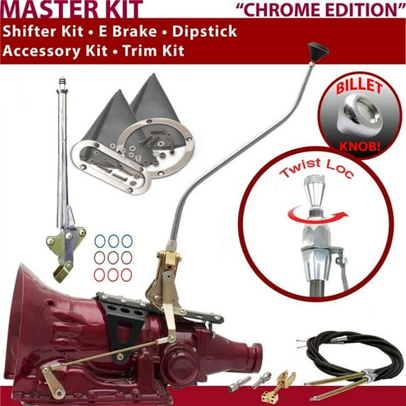 American Shifter 4L60E Shifter Kit Chrome 23 in. Swan E Brake Cable Trim Kit Dipstick for F5ECB