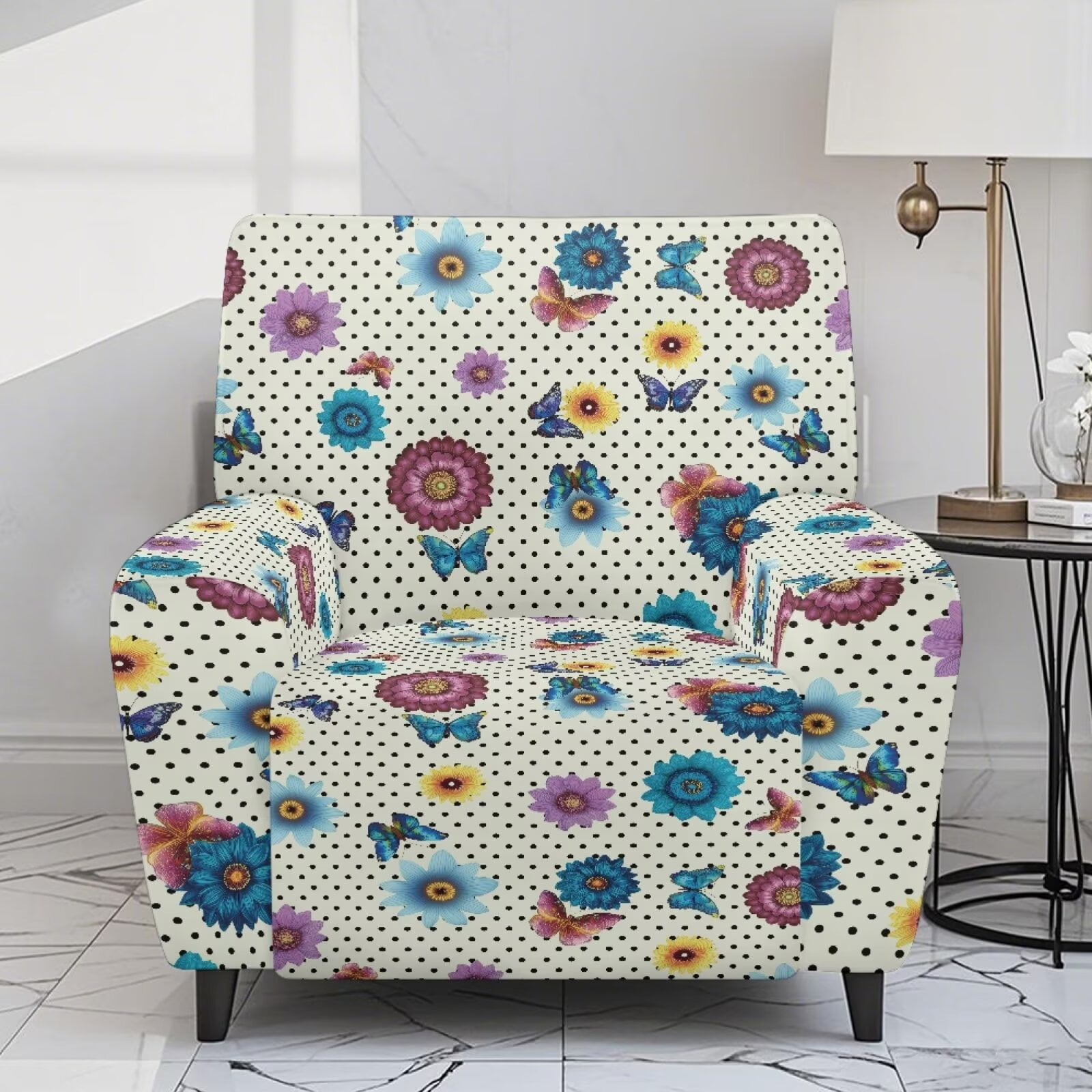 Yuyamidu Boho Reclining Chair Covers 4 Pieces Mandala Flower Recliner Covers That Stay in Place Easy to Install Lazyboy Cover for Recliner Chair Gift for Housewarming