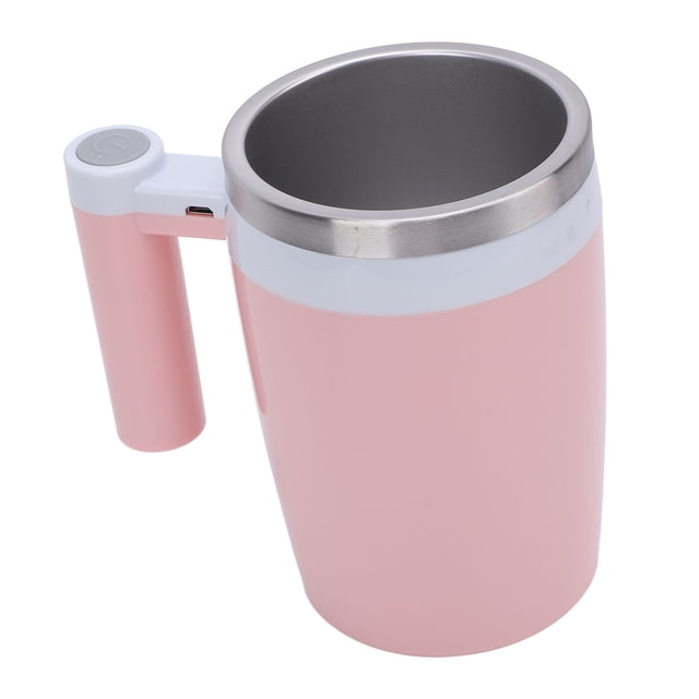 Auto Stirring Coffee Mug, Self Stirring Coffee Mug Portable Electric Stainless Steel 380ml for Coffee Tea Hot Chocolate Milk Pink