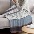 thumbnail image 3 of Blue Brown Stripes Blanket Soft Cozy Warm Throw Blanket for Couch, Plush Fuzzy Flannel Fleece Blankets for Sofa, Abstract Geometric Spring Flowers Country Bed Blankets Gifts for Men, 40"x50", 3 of 9