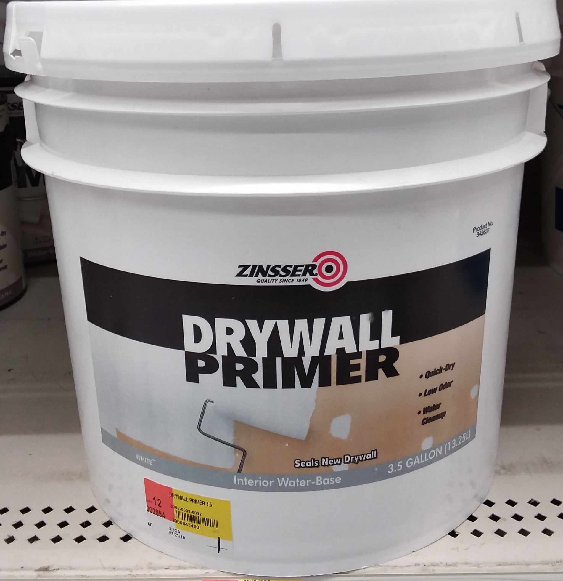 White, Zinsser Drywall Primer Flat, 5 Gallon