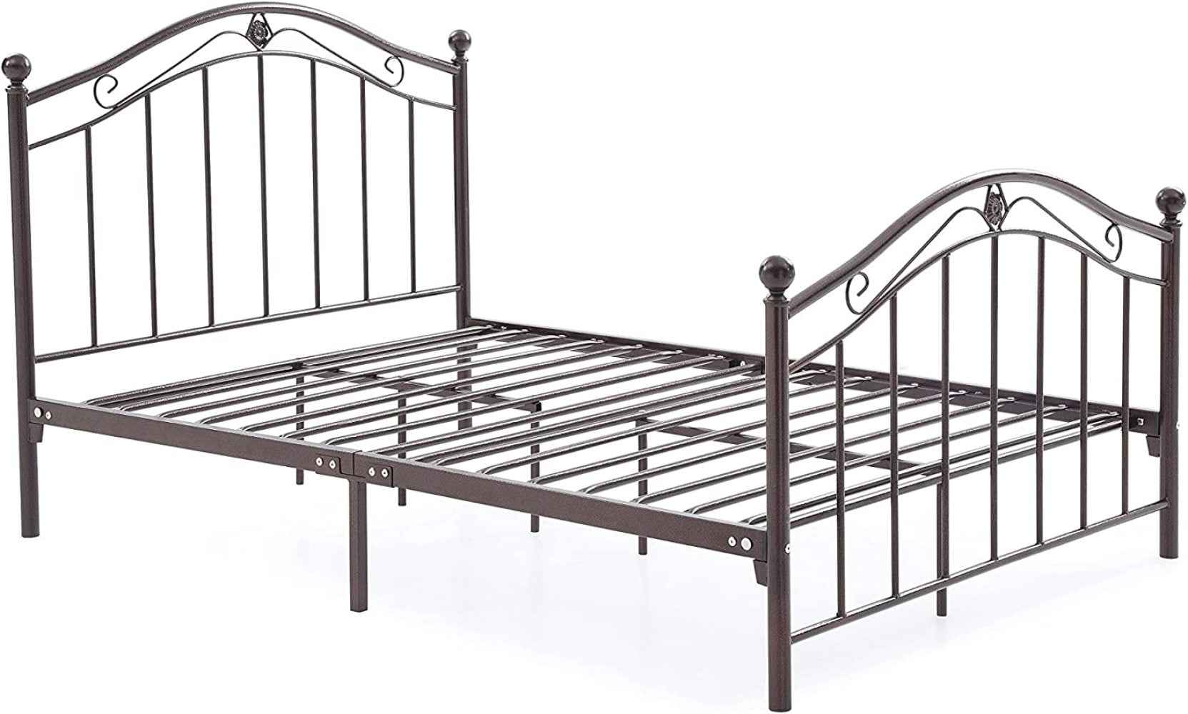 Hodedah Complete Metal Bed with Headboard, High Footboard, Slats and