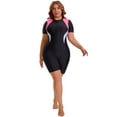 thumbnail image 5 of DARING DIVA Women's Plus 1pc Bathing Suit with Short Sleeves and Zipper 1X Pink, 5 of 7